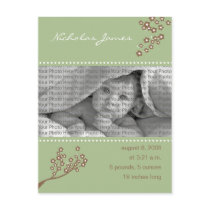 Baby Birth Announcement Sage Green Branch Design