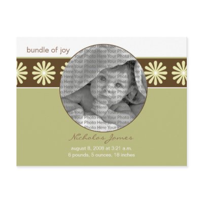Baby Birth Announcement Seagrass Flowers by BeezKneez