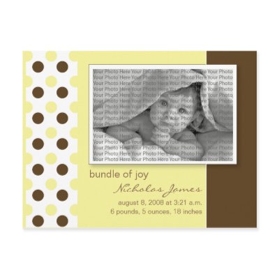 Baby Birth Announcement Yellow Polka Dots by BeezKneez