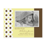 Baby Birth Announcement Yellow Polka Dots postcards