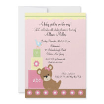 Baby Blocks Baby Girl Shower Personalized Announcement