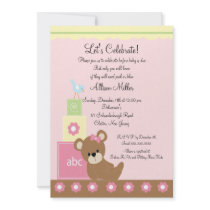 Baby Blocks Baby Girl Shower Invitations