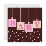 BABY Blocks Pink Girl Baby Shower Custom Invites