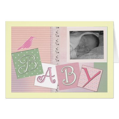 Baby blocks with bird - customise your own! greeting cards by perfectpostage