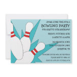 Baby Blue 7-10 Split Bowling Birthday Party Custom Invitations