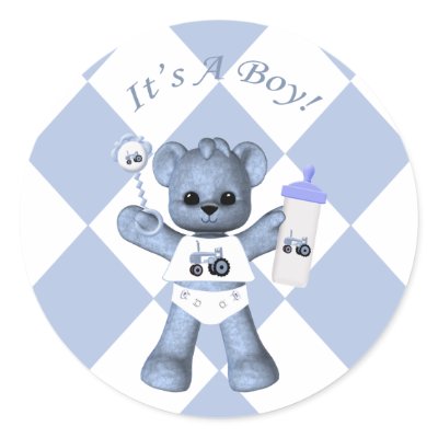 Baby Blue Bear and Blue Tractor Stickers by KirstenEdwards
