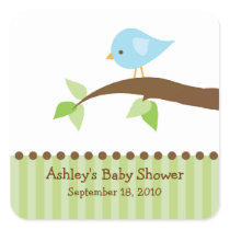 Baby Blue Bird Baby Shower Square Sticker!