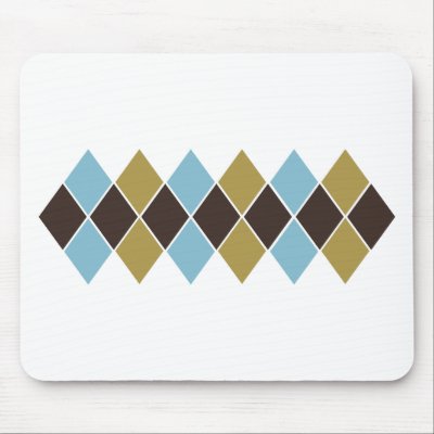 Baby Blue, Chocolate, Tan Argyle Preppy Mousepad by BeezKneez