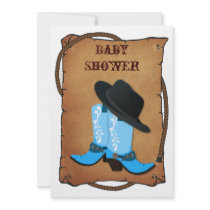 baby blue cowboy boots western mummy baby shower personalised invites