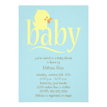 Baby Blue Duckling Baby Shower Invitations