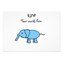 Baby blue elephant personalised invite