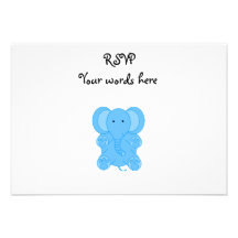 Baby blue elephant personalized announcement