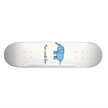 Baby blue elephant skate board deck