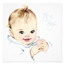 Baby Blue Vintage Baby Boy Shower Invitation