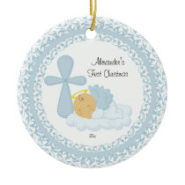 Baby Boy Angel Baby's First Christmas Ornament