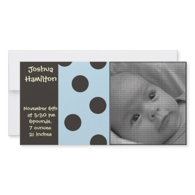 baby boy announcement photo card by cute4kids