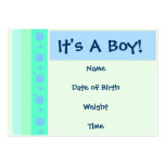 Baby Boy Birth Announcement Card business cards