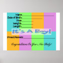 Baby boy Birth Announcement Design posters