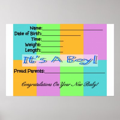 Baby boy Birth Announcement Design Posters by whiteroses1