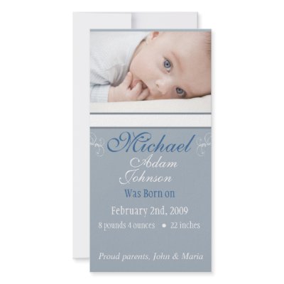 Baby Boy Birth Announcement Photo Card by AribellaDesigns