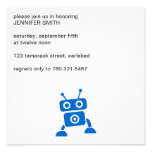 Baby Boy Blue Robot Invitation