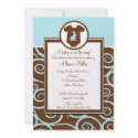 Baby Boy Bodysuit Swirl Baby Shower Invitation