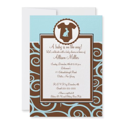 Baby Boy Bodysuit Swirl Boy Baby Shower Invitation by celebrateitinvites