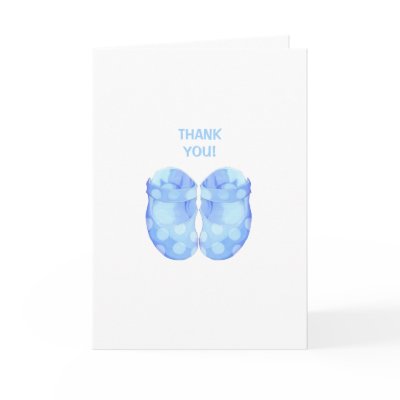Baby Boy Booties Thank You Card by floatinglemons