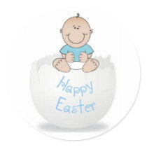 Baby Boy Easter Egg Round Sticker