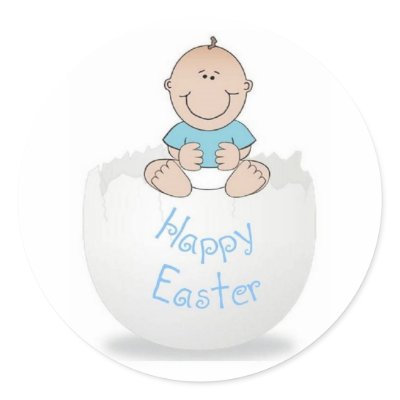 Baby Boy Easter Egg Round Sticker by JuJuGarden