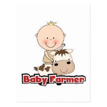 Baby Boy Farmer With Cow Tshirts and Gifts Post Cards