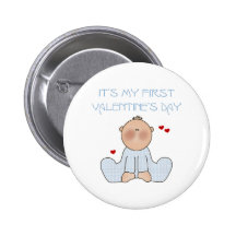 Baby Boy First Valentine's Day Pinback Buttons