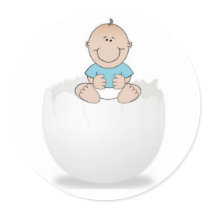 Baby Boy on Egg Sticker