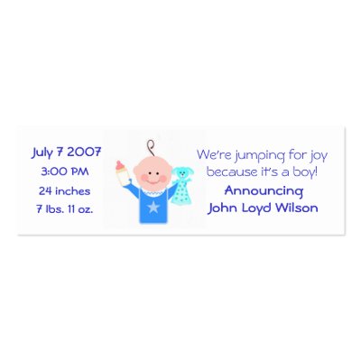 Baby Boy Personalised  Announcement Card by jamiecreates1