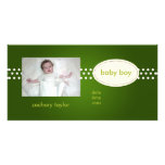 Baby boy/photocards/emerald/green/polka dots photo greeting card