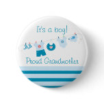 Baby Boy Proud Grandmother Blue Clothes Button
