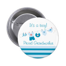 Baby Boy Proud Grandmother Blue Clothes Button