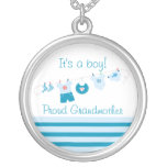 Baby Boy Proud Grandmother Blue Clothes Necklace