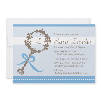 Baby Boy Rattle Shower Invitation by OrangeOstrichDesigns