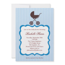 Baby Boy Shower Invitation with Stroller