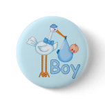 Baby Boy with Stork Button