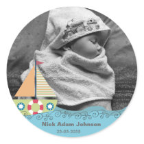 Baby Boys Birth Name & Photo Label Sticker