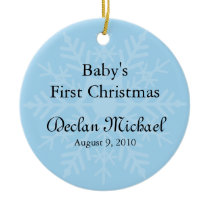 Baby Boy's First Christmas - Blue Snowflake