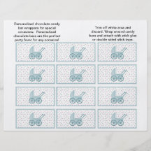 Baby Buggy Candybar Wrappers (Blue) Personalised Flyer
