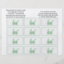 Baby Buggy Candybar Wrappers (Green) Personalized Flyer