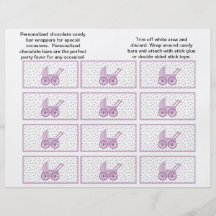 Baby Buggy Candybar Wrappers (Lavendar) Personalized Flyer
