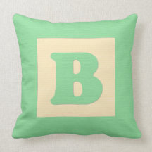 Baby building block throw pIllow letter B (green)