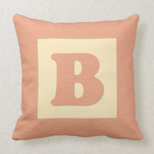 Baby building block throw pIllow letter B (orange)