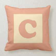 Baby building block throw pIllow letter C (orange)