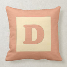 Baby building block throw pIllow letter D (orange)